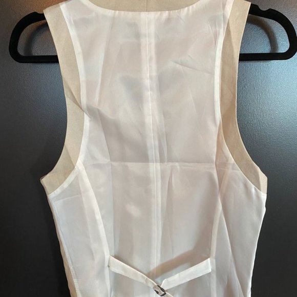 ASOS DESIGN wedding super skinny suit vest in stone linen mix (tan color) - Picture 6 of 12